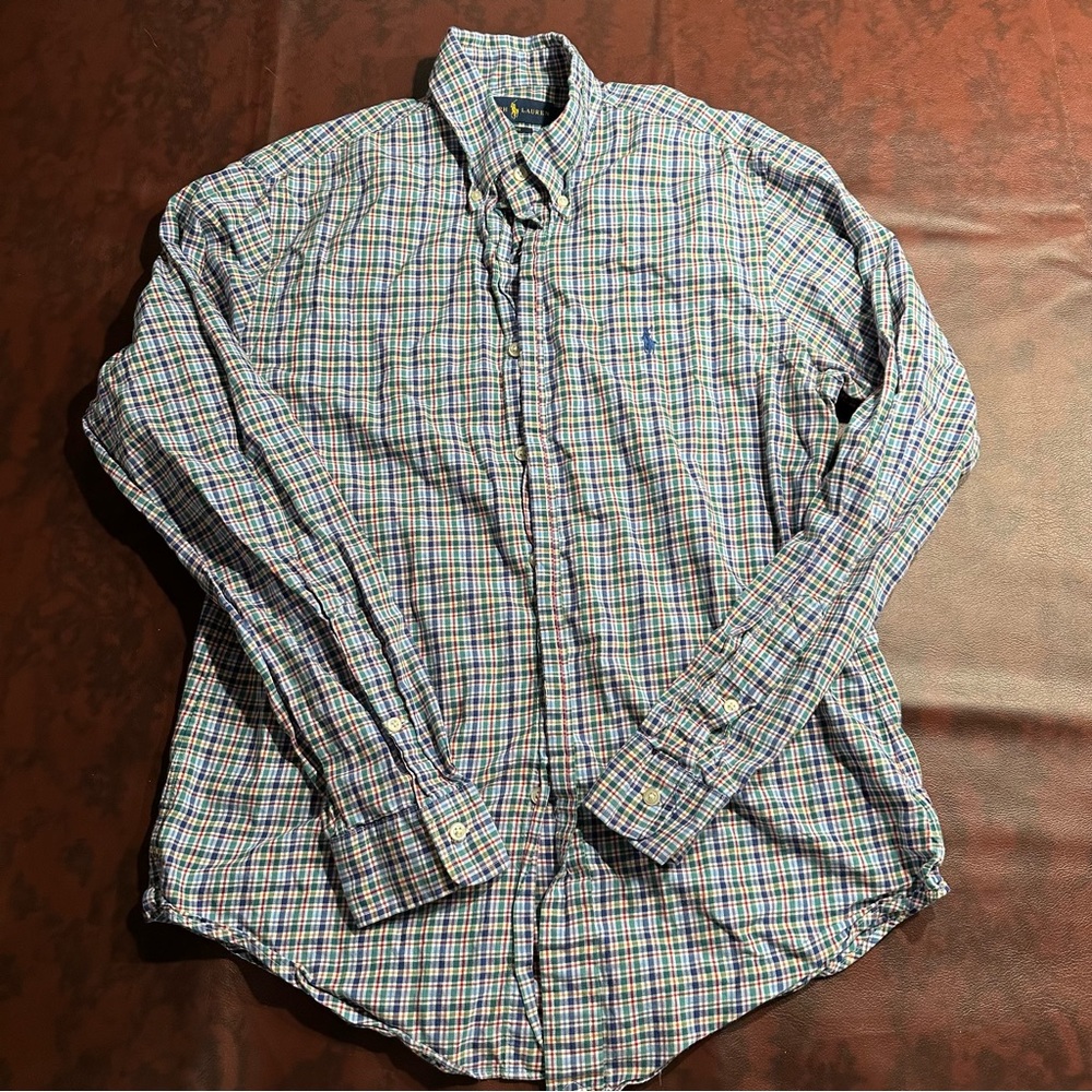 Preppy Polo Ralph Lauren Plaid Shirt Long-Sleeve Button Down Sz Md Slim Fit